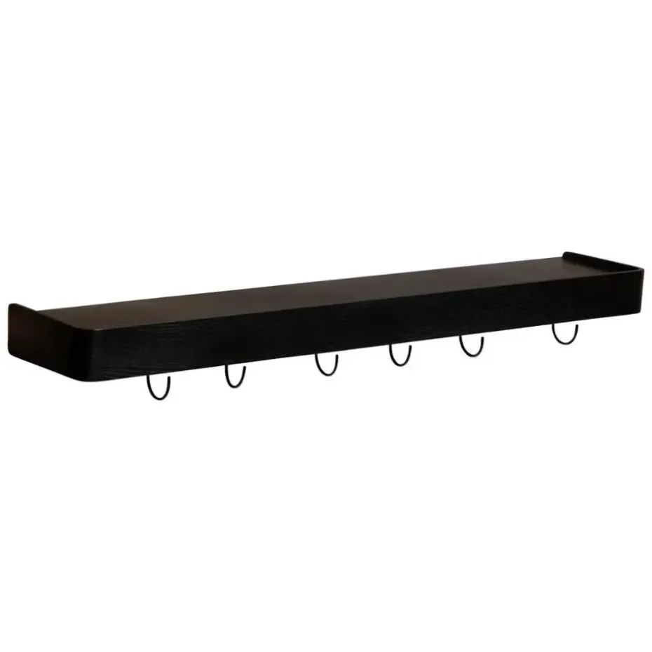 Hioshop Protopia Dan-Form wandplank met haken 9 haken fineer essen zwart