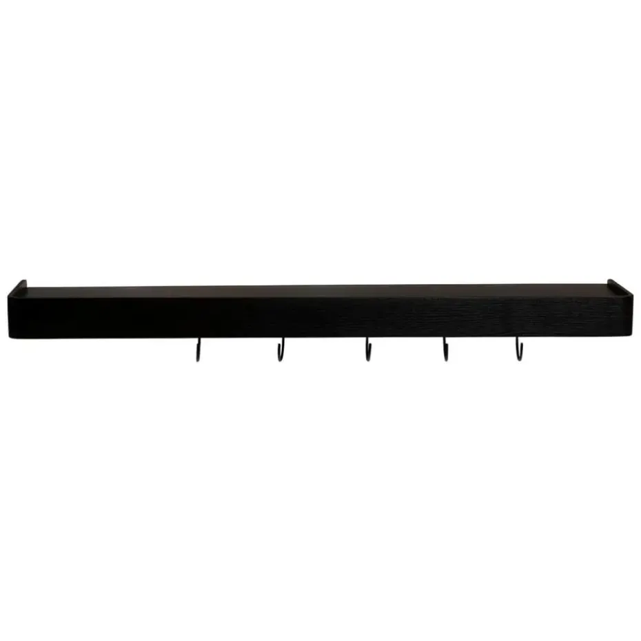 Hioshop Protopia Dan-Form wandplank met haken 9 haken fineer essen zwart