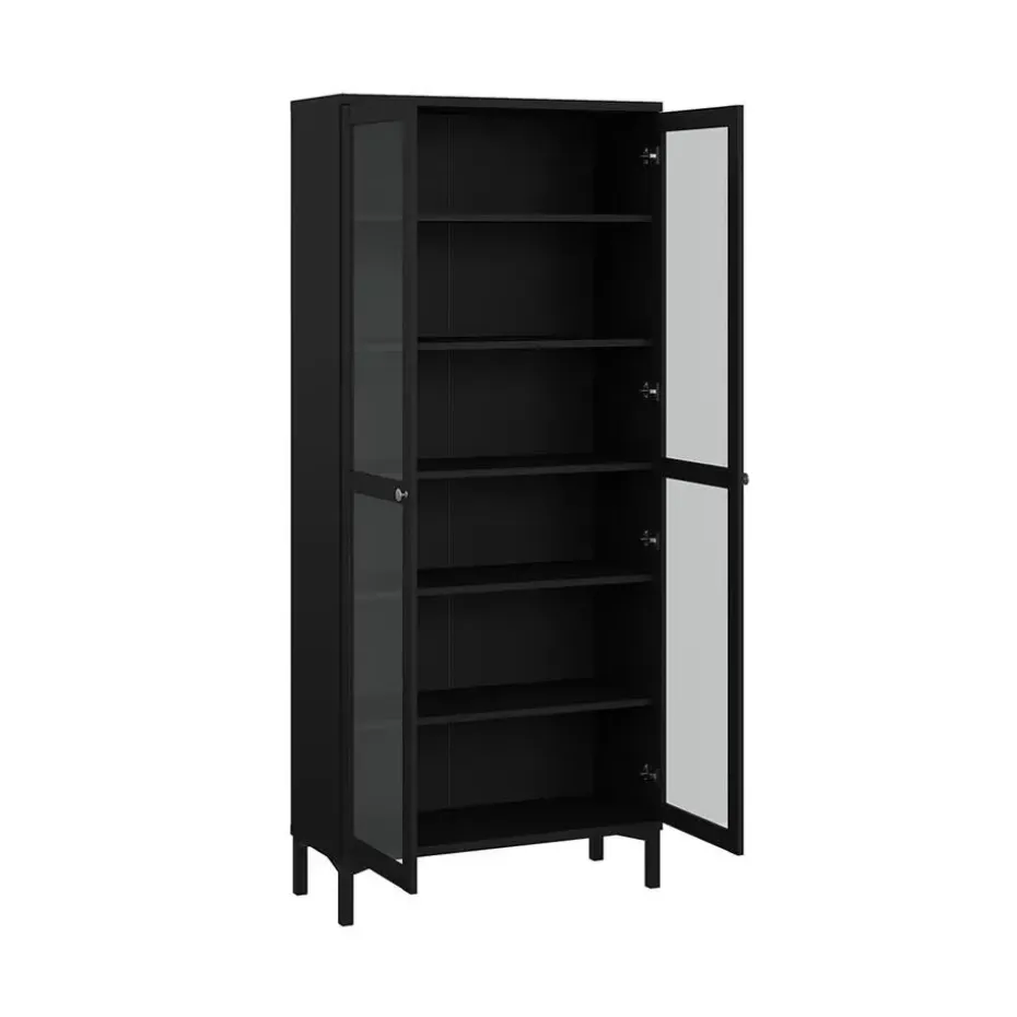 Hioshop Roma vitrinekast 2 deuren matzwart