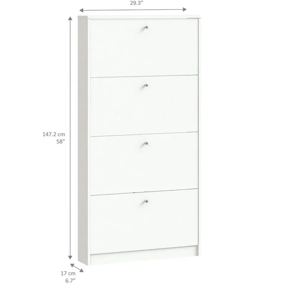 Hioshop Schoenenkast wit mat 75x148x17 cm Escape