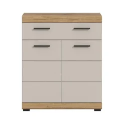 Hioshop Scout badkamerkast 2 deuren- 1 lade kasjmier decor mat- eiken decor