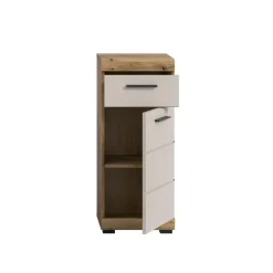 Hioshop Scout badkamerkast 1 deur- 1 lade kasjmier decor mat- eiken decor