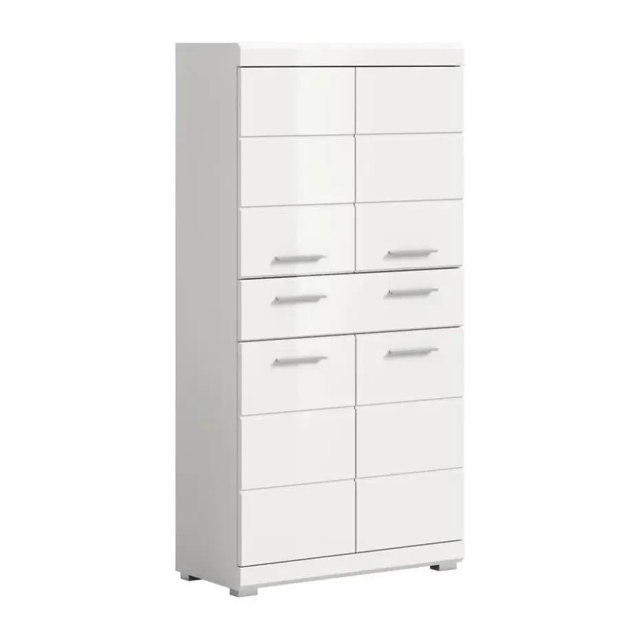 Hioshop Scout kolomkast 4 deuren- 1 lade wit hoogglans- wit