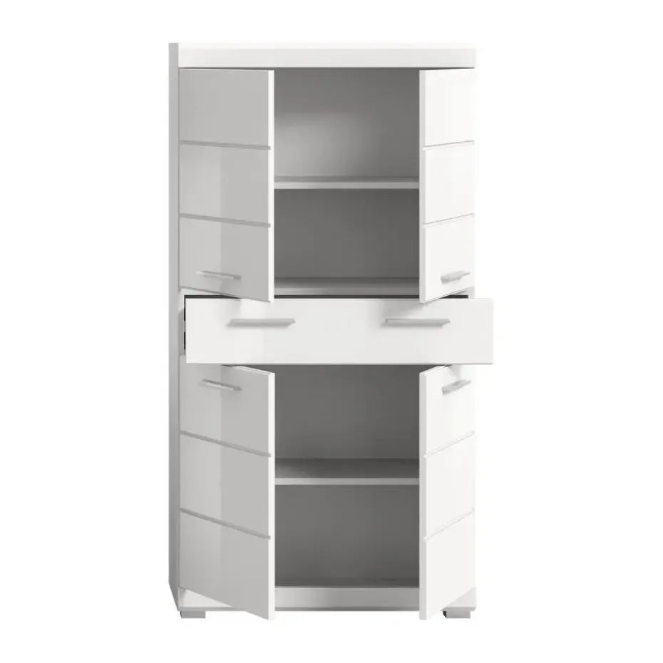 Hioshop Scout kolomkast 4 deuren- 1 lade wit hoogglans- wit