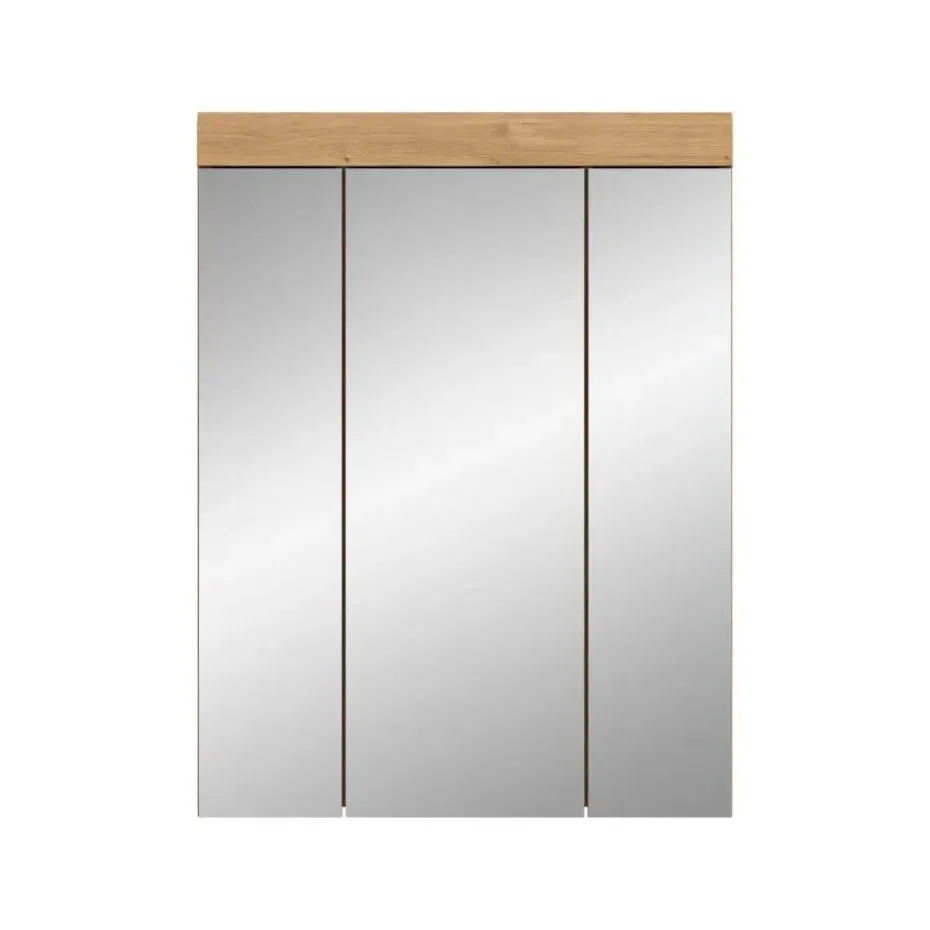 Hioshop Scout spiegelkast 3 spiegeldeuren salvie decor- eiken decor