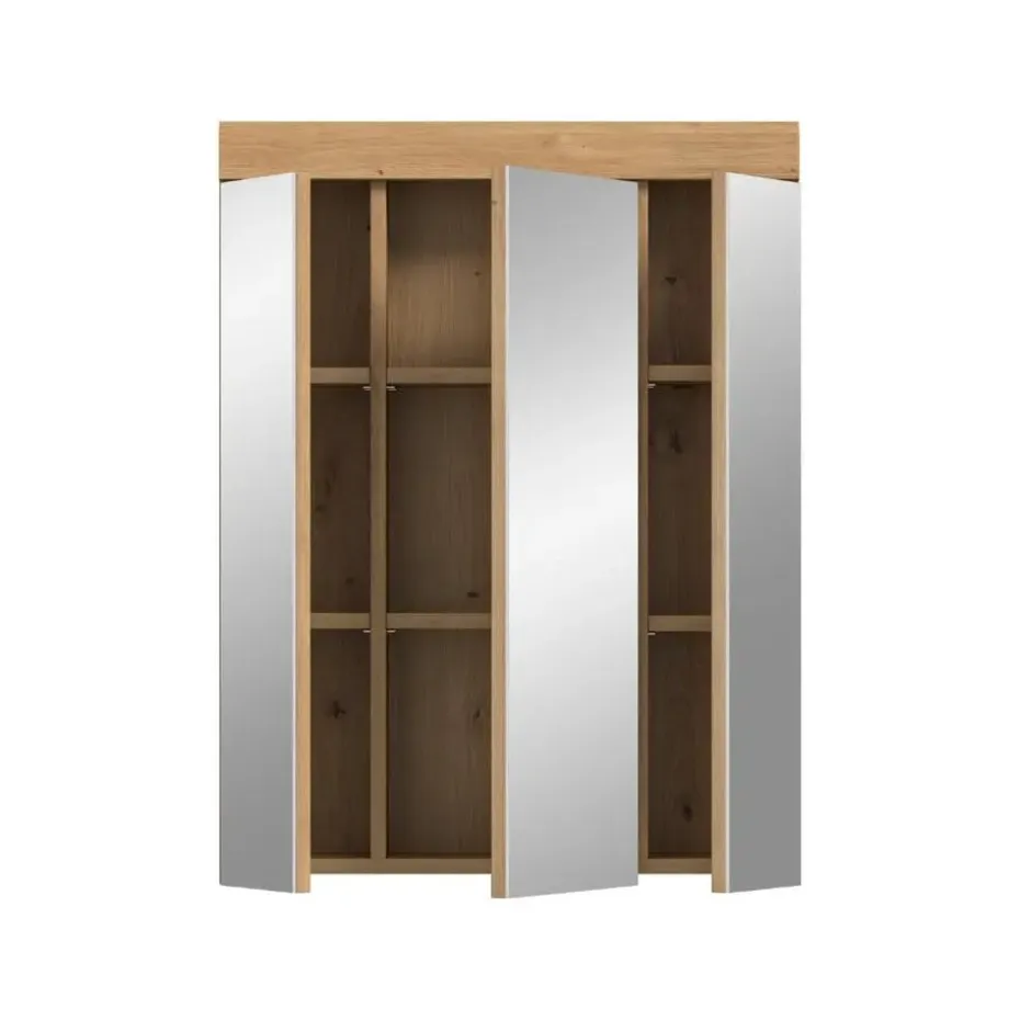 Hioshop Scout spiegelkast 3 spiegeldeuren salvie decor- eiken decor