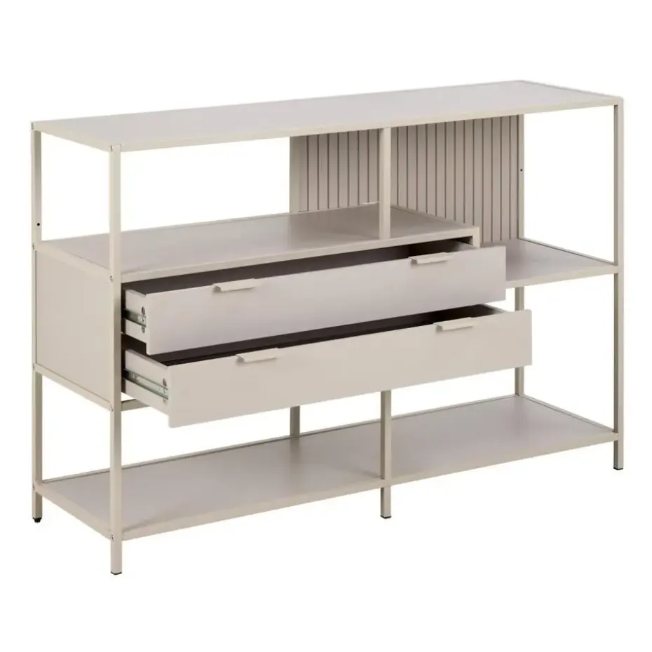 Hioshop Sea wandkast 2 lades 3 planken grijs