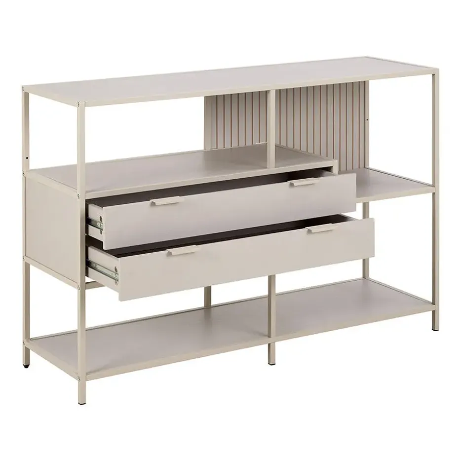 Hioshop Sea wandkast 2 lades 3 planken grijs