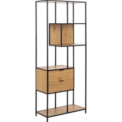 Hioshop Sea wandkast 2 lades 4 planken natuur