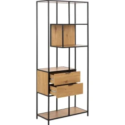 Hioshop Sea wandkast 2 lades 4 planken natuur