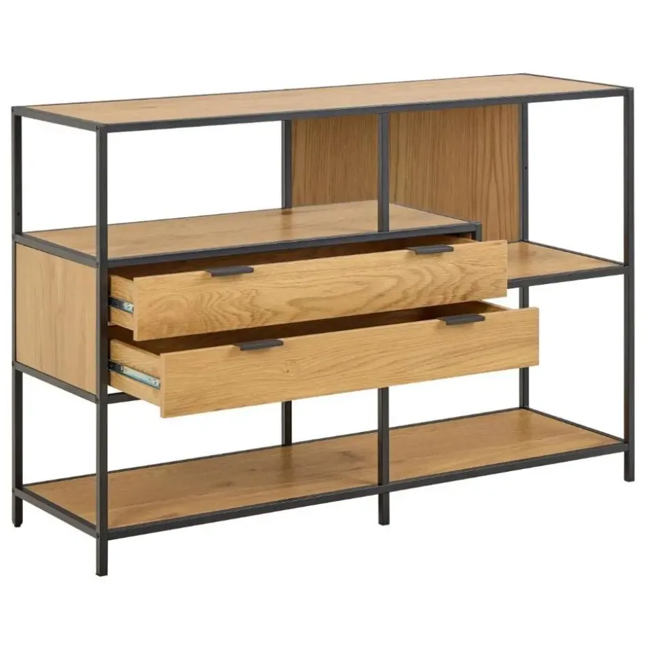 Hioshop Sea wandkast 2 lades 3 planken natuur