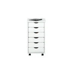 Hioshop Simra kommode kantoorarchief op wielen 6 lades wit