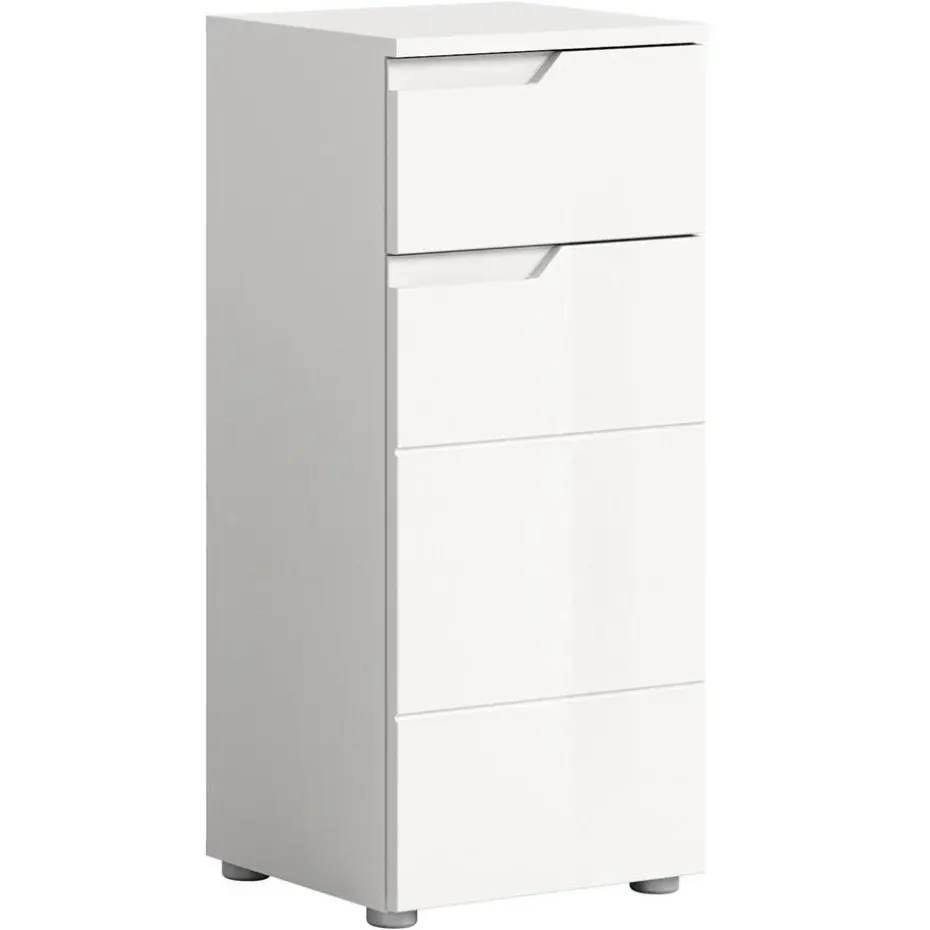Hioshop Solero badkamerkast 1 deur- 1 lade wit hoogglans- wit