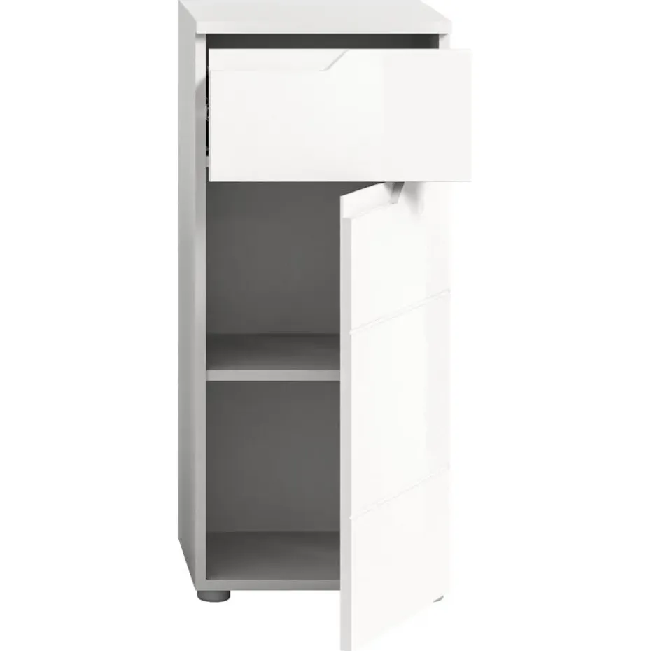 Hioshop Solero badkamerkast 1 deur- 1 lade wit hoogglans- wit