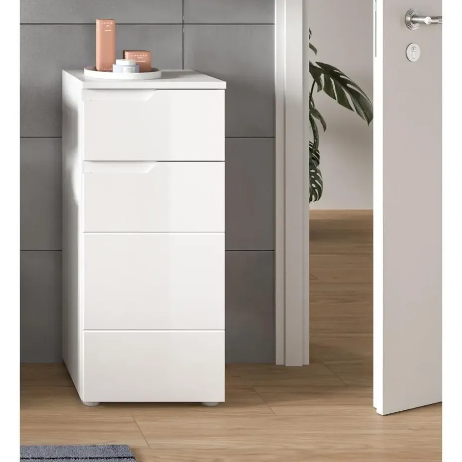 Hioshop Solero badkamerkast 1 deur- 1 lade wit hoogglans- wit