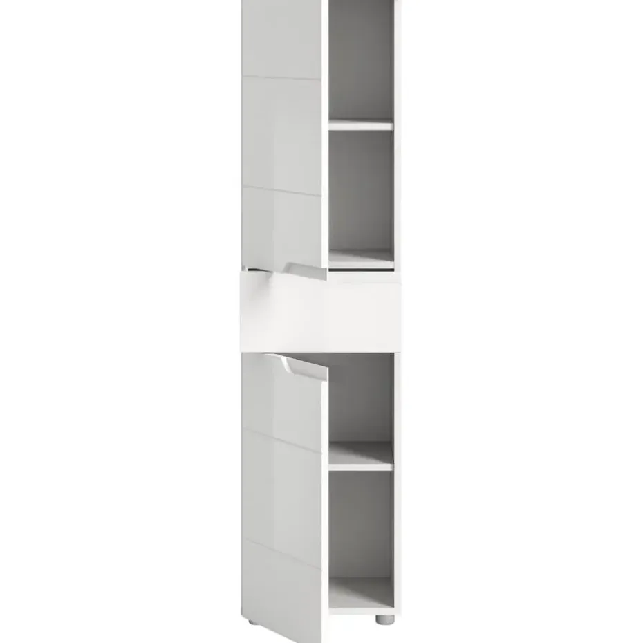 Hioshop Solero badkamerkast 2 deuren- 1 lade wit hoogglans- wit