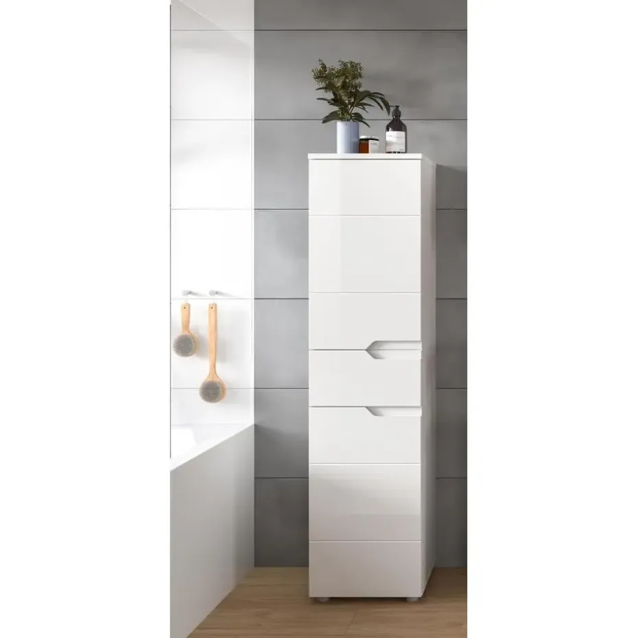 Hioshop Solero badkamerkast 2 deuren- 1 lade wit hoogglans- wit