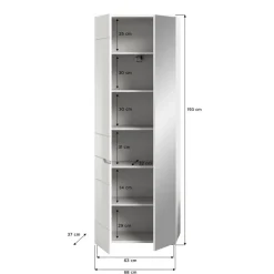 Hioshop Solero kledingkast 1 deur- 1 spiegeldeur wit hoogglans- wit