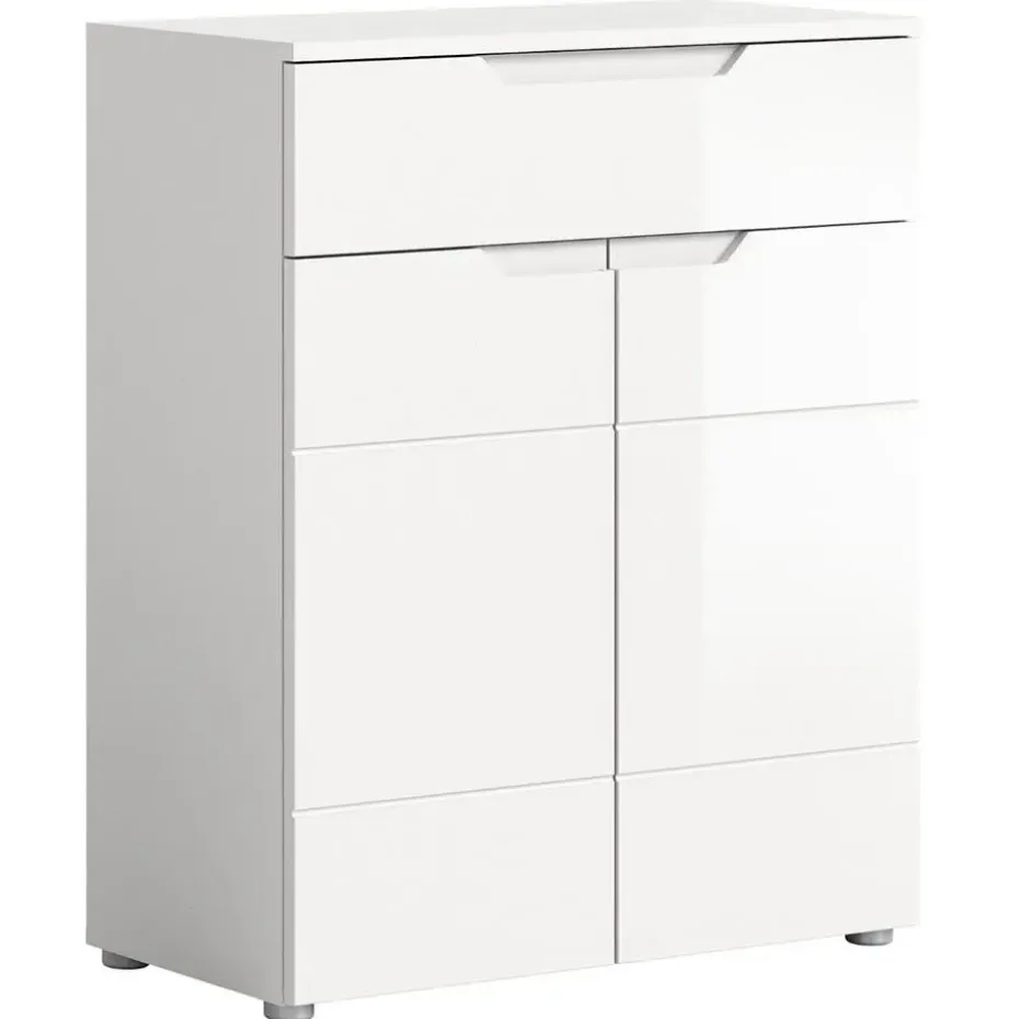 Hioshop Solero schoenenkast 2 deuren- 1 lade wit hoogglans- wit