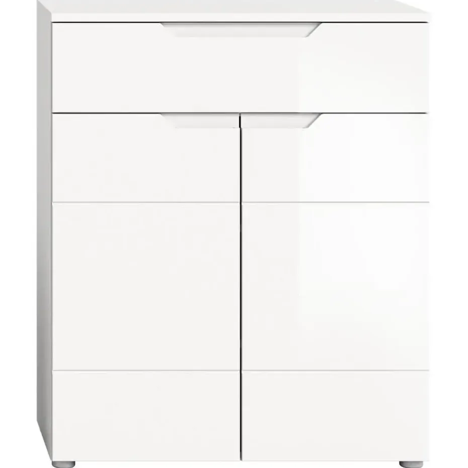 Hioshop Solero schoenenkast 2 deuren- 1 lade wit hoogglans- wit