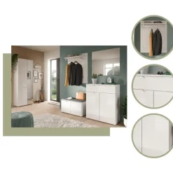 Hioshop Solero schoenenkast 2 deuren- 1 lade wit hoogglans- wit