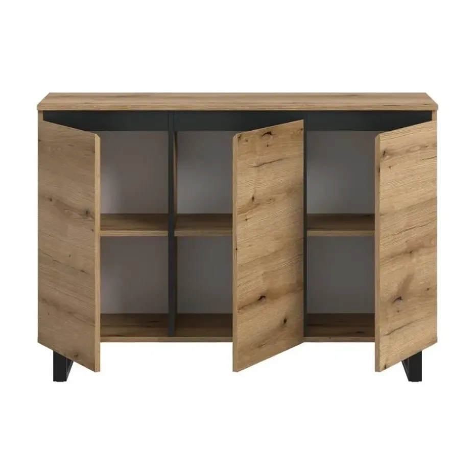Hioshop Tomasa dressoir 3 deuren eiken decor