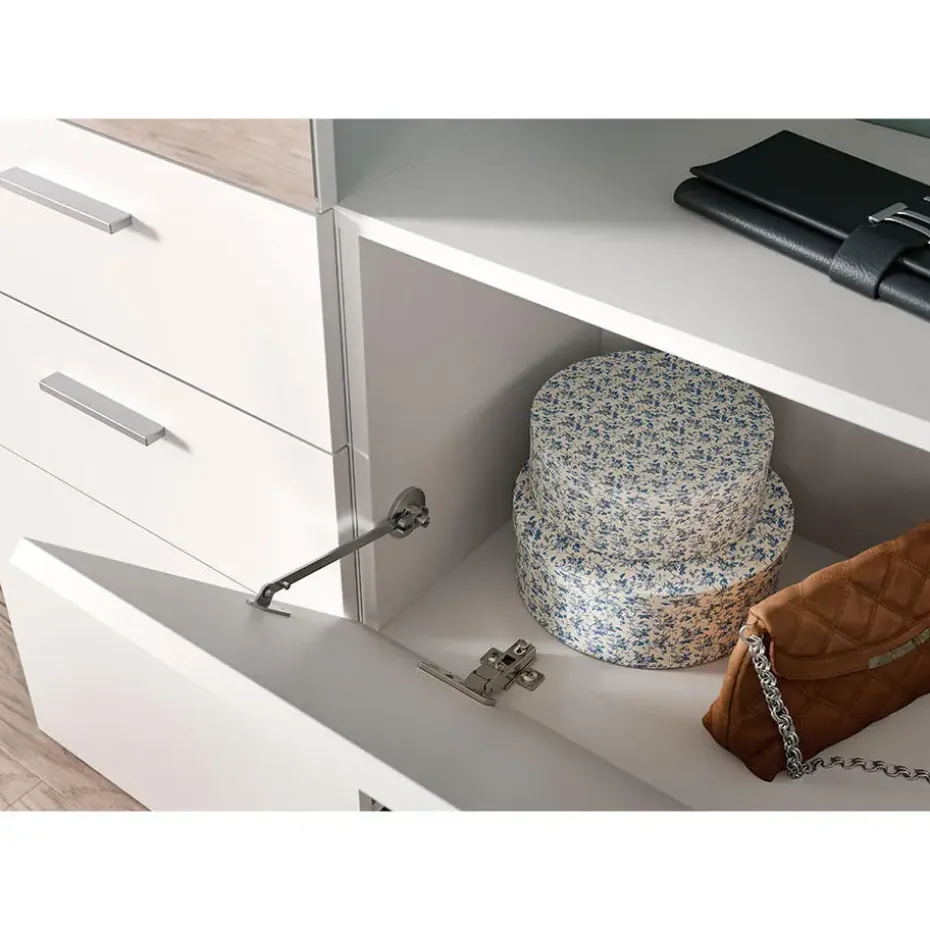 Hioshop Vaga schoenenkast wandgemonteerd 104x39cm 1 klepdeur wit