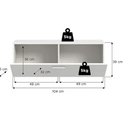 Hioshop Vaga schoenenkast wandgemonteerd 104x39cm 1 klepdeur wit
