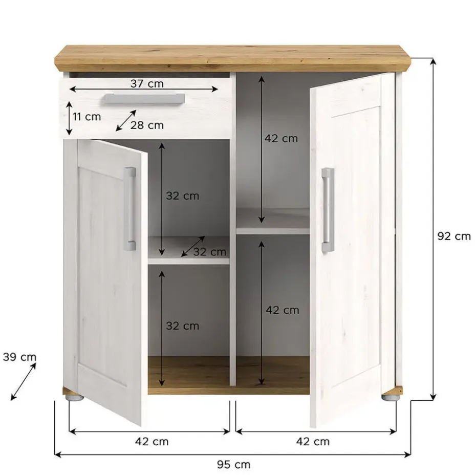 Hioshop Verona dressoir 1 lade 2 deuren lariks decor