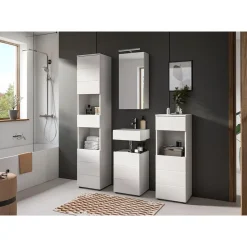 Hioshop Vira badkamerkast 1 lade 1 deur 1 vak wit hoogglans- wit