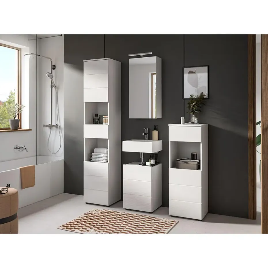 Hioshop Vira badkamerkast 1 lade 1 deur 1 vak wit hoogglans- wit