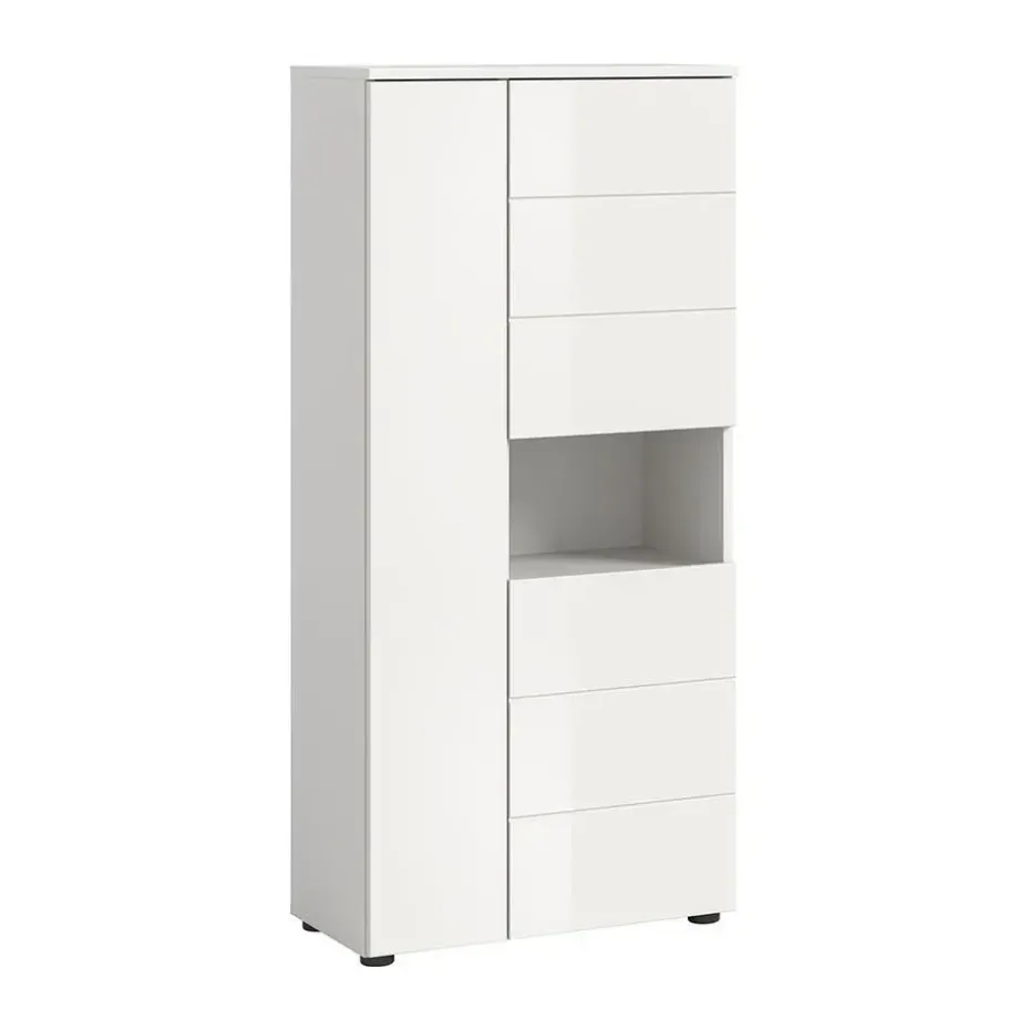 Hioshop Vira badkamerkast 3 deuren 1 vak wit hoogglans- wit