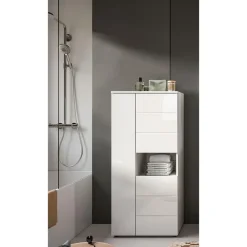 Hioshop Vira badkamerkast 3 deuren 1 vak wit hoogglans- wit