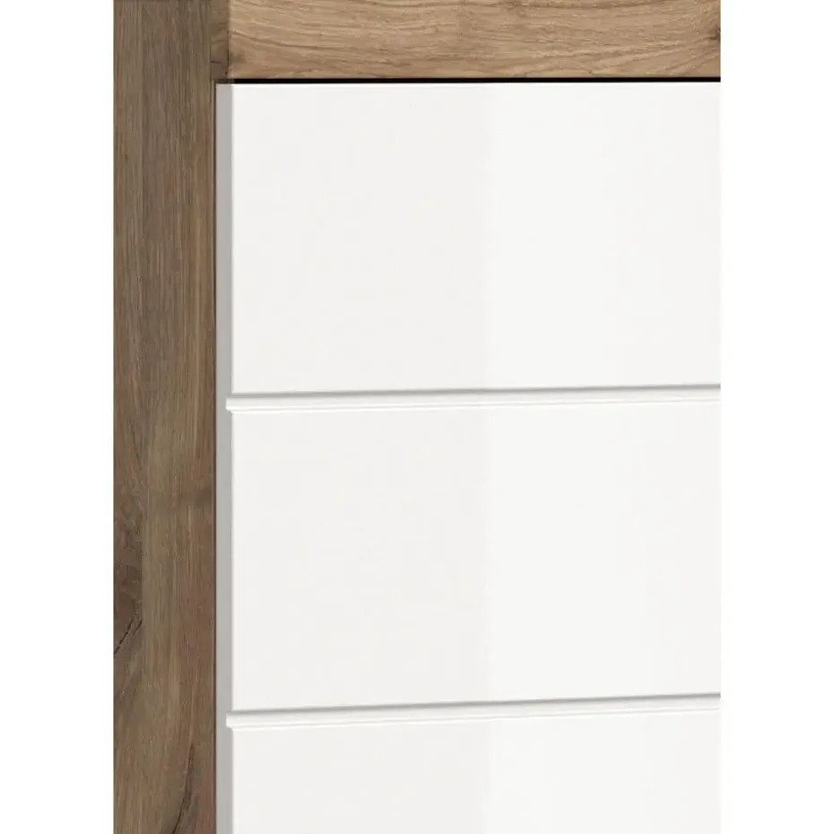 Hioshop Wave wastafel 2 deuren wit hoogglans- eiken decor