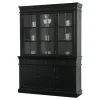 Hioshop Winkelkast buffetkast vitrine met opzet antiek zwart massief hout