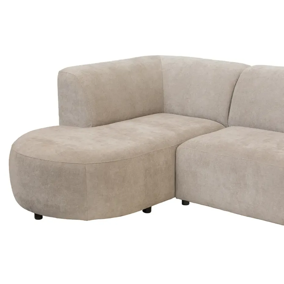Hoekbank Luna links - stof Rebel - beige