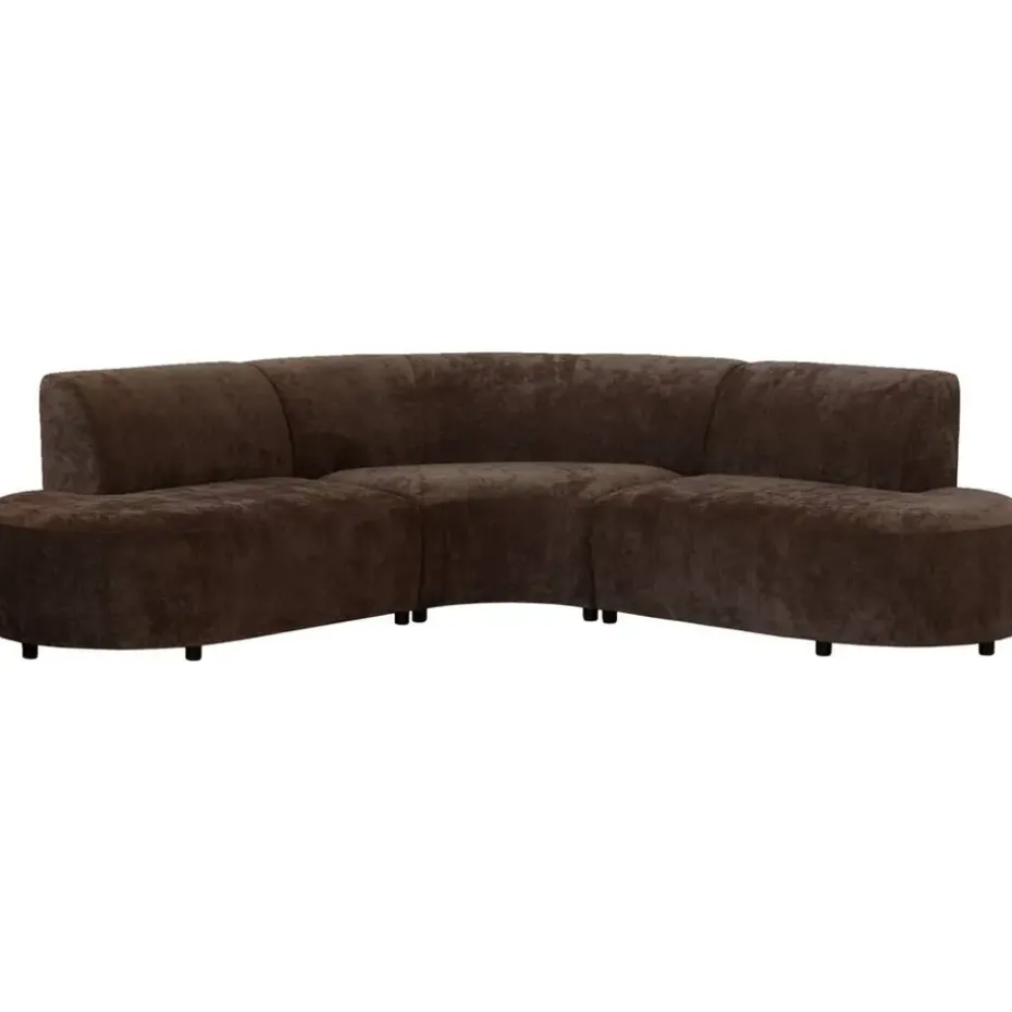 Hoekbank Luna rond - stof Rebel - bruin