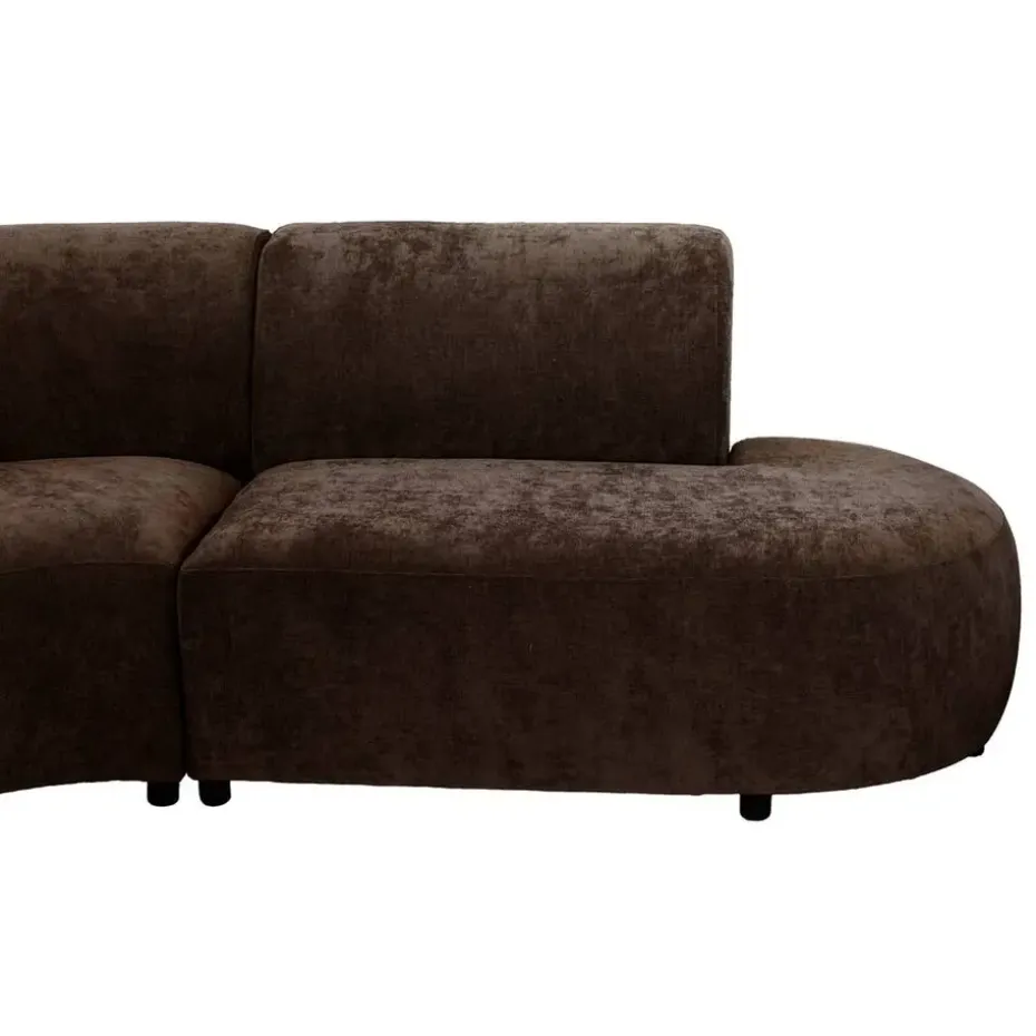 Hoekbank Luna rond - stof Rebel - bruin