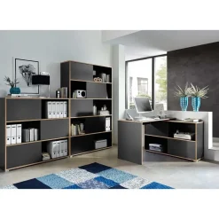 Hoekbureau Tyson 120x120 cm - antraciet/eik