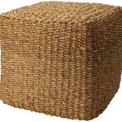 Home & Styiling Poef Nature - vierkant - zeegras - D40 x H40 cm