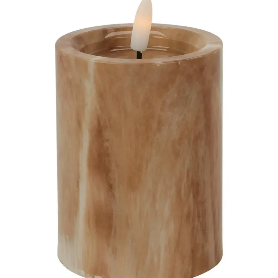 Home & Styling LED kaars - marmer bruin -D7,5 x H10 cm