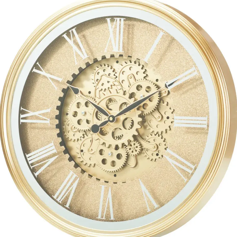 Home & Styling Wandklok/muur klok Lausanne - Dia 50 cm - goud