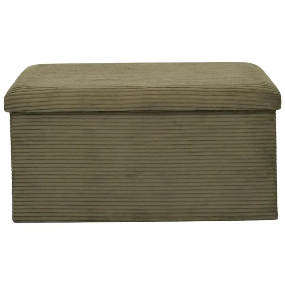 Home Deco - Poefje - opbergbox - rib - groen - 38 x 38cm