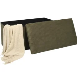Home Deco - Poefje - opbergbox - rib - groen - 38 x 38cm