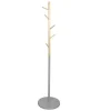 Home Deco Factory Kapstok - grijs - metaal/hout - 6 haken - 180cm