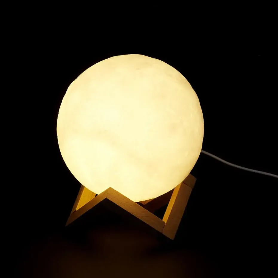 Home Deco Factory Maanlamp - met houder - 3D - touch - oplaadbaar