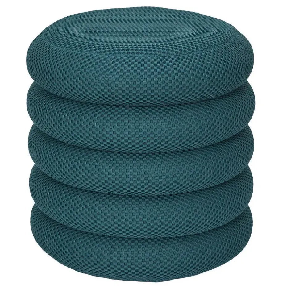 Home Deco Factory Poef/krukje - boucle - petrol - D37 x H44 cm