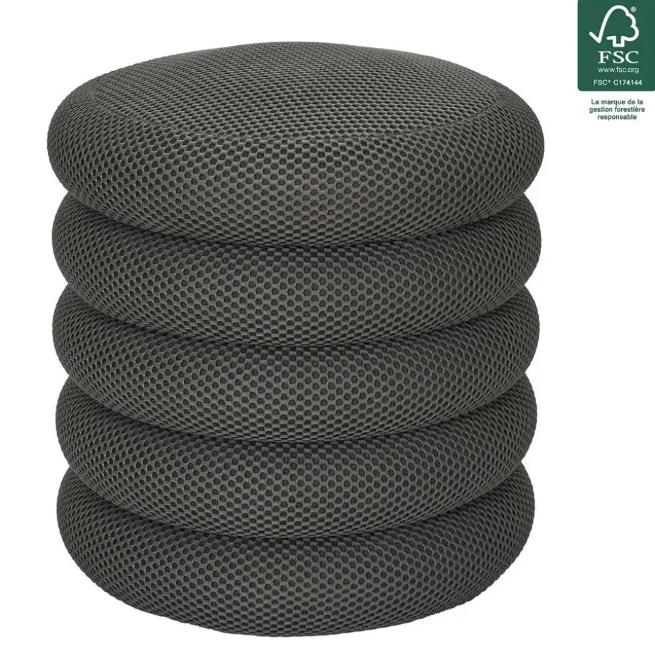 Home Deco Factory Poef/krukje - boucle - grijs - D37 x H44 cm