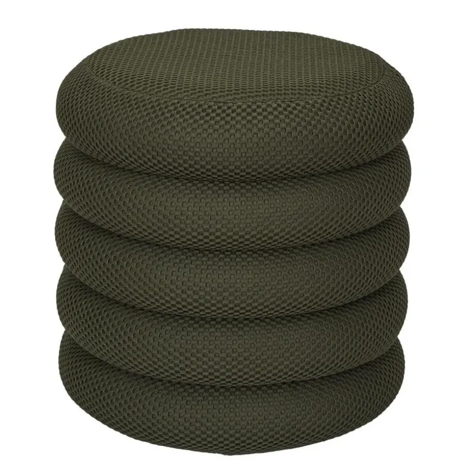 Home Deco Factory Poef/krukje - boucle - groen - D37 x H44 cm