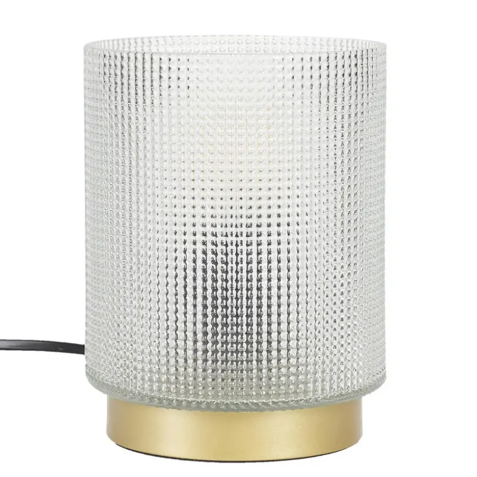Home deco factory tafellamp - glas - wit - 15 cm - met schakelaar